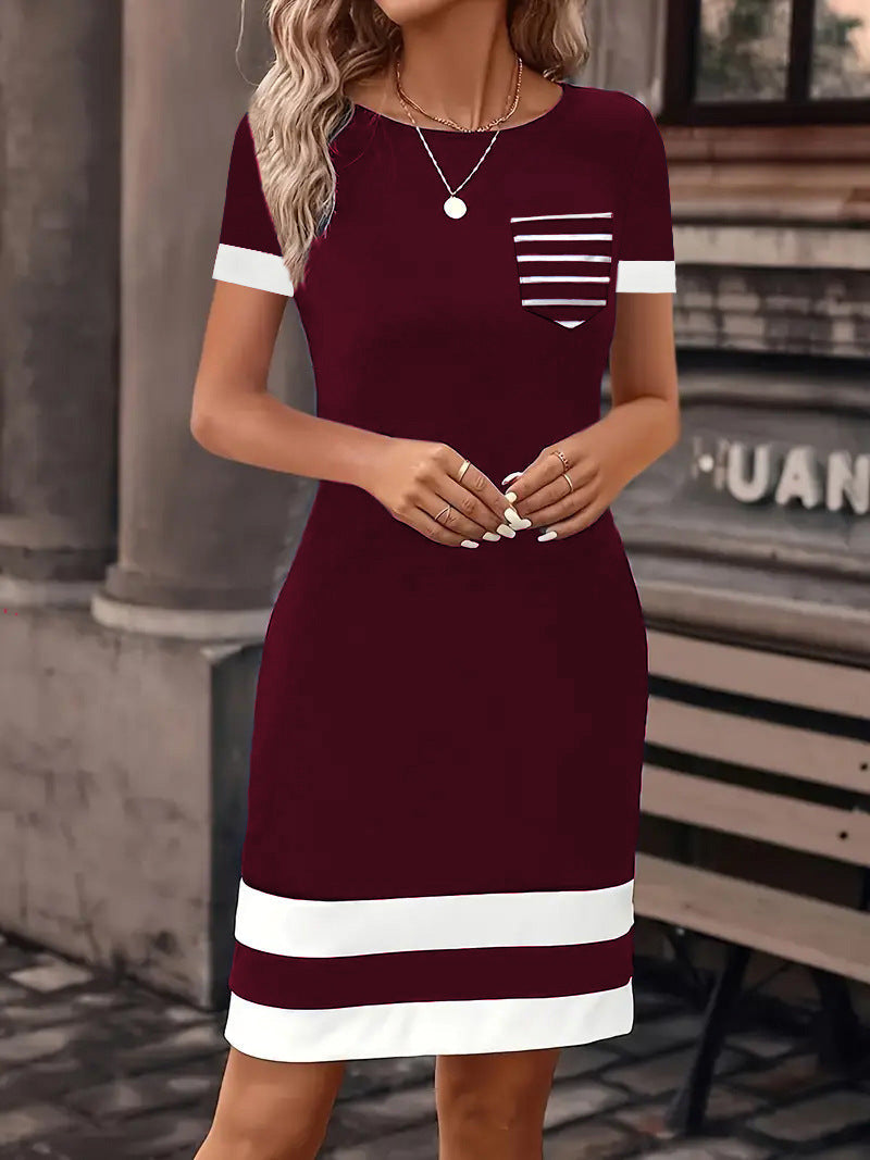 Damen Freizeitkleid mit modischem Streifendesign und praktischer Brusttasche Echoarchiv