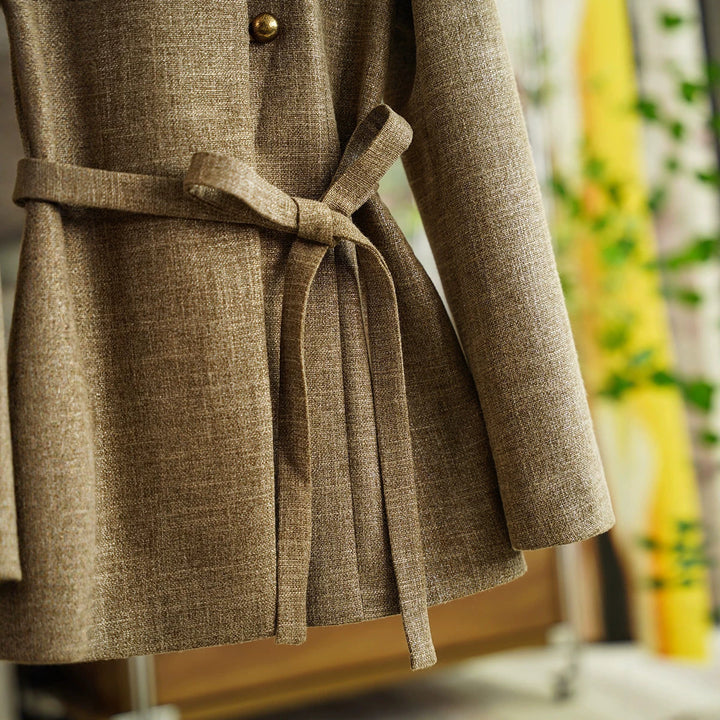 Damen Modische Blazerjacke mit Taillengürtel Echoarchiv