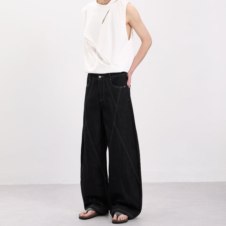 Herren Ärmelloses Oversize-Tanktop mit Mesh‑Einsätzen und asymmetrischem Schnitt Echo Archiv