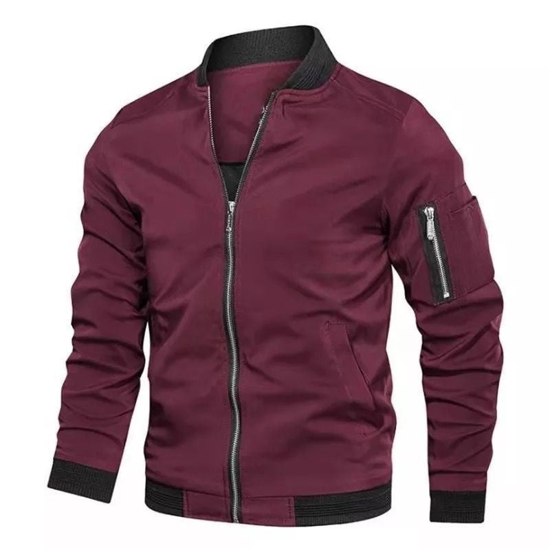 Herren Bomberjacke mit Reißverschluss, wasserabweisendem Nylon und Ärmel-Tasche Echoarchiv