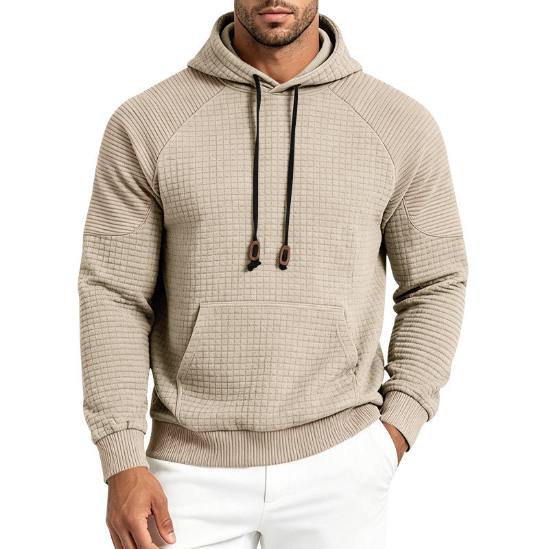 Herren Strukturierter Kapuzenpullover aus Waffeljersey mit Kängurutasche und Raglanärmeln Echoarchiv