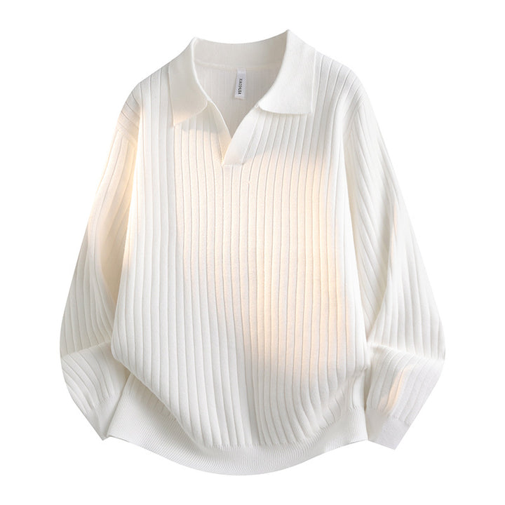 Damen Eleganter Grobstrickpullover mit Kragen – Mavelle