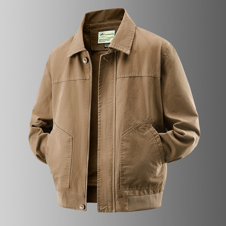 Herren o-Baumwoll-Twill-Arbeitsjacke mit schrägen Handtaschen und geripptem Saum Echo Archiv