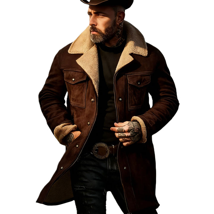 Herren Pilotenjacke aus Velourslederoptik mit Teddyfellinnenfutter und Reverskragen Echoarchiv