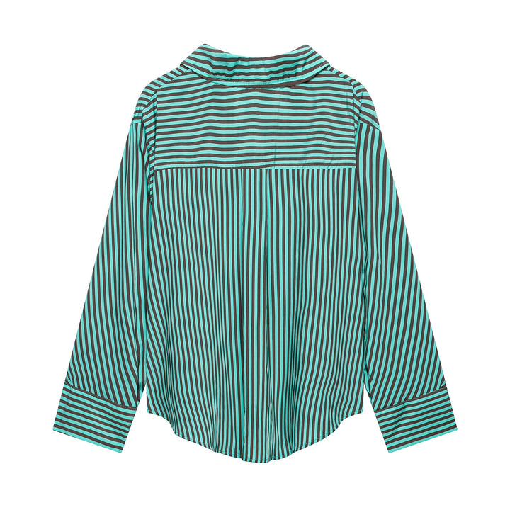 Damen Gestreifte Oversize-Hemdbluse mit Brusttasche und weiten Manschetten Echo Archiv