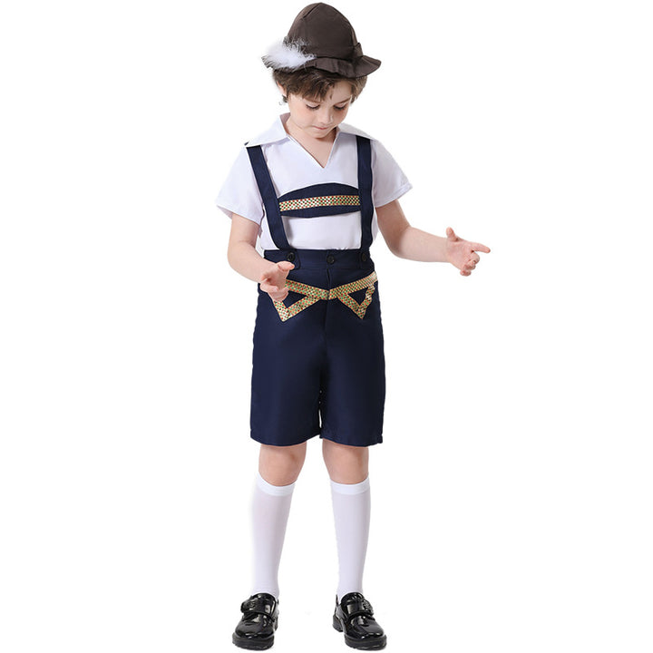Unisex nan festliche Kinderhose mit verstellbaren Hosenträgern und Ziergürtel Echo Archiv