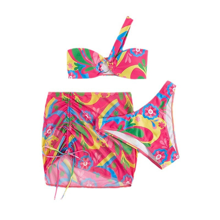Damen Bandeau-Bikini-Set mit verstellbarem Rüschensarong Echo Archiv
