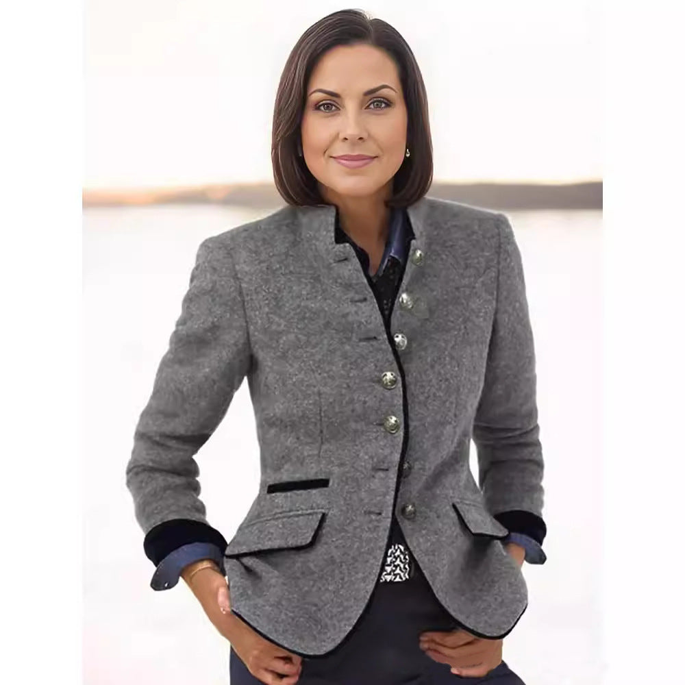 Damen elegante Blazerjacke mit Knopfleiste und praktischen Taschen Echoarchiv