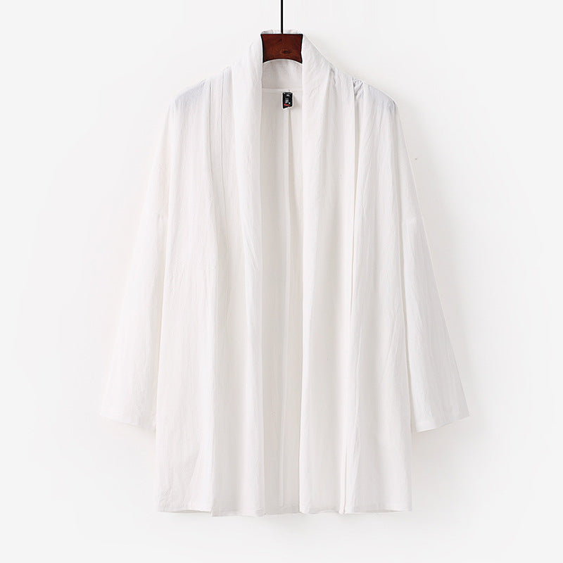 Unisex Offene Kimono-Cardigan aus leichter Baumwoll-Leinen-Mischung Echoarchiv