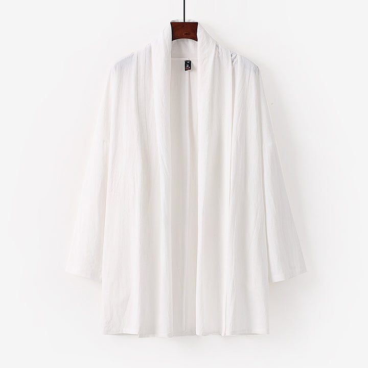 Unisex Offene Kimono-Cardigan aus leichter Baumwoll-Leinen-Mischung Echoarchiv