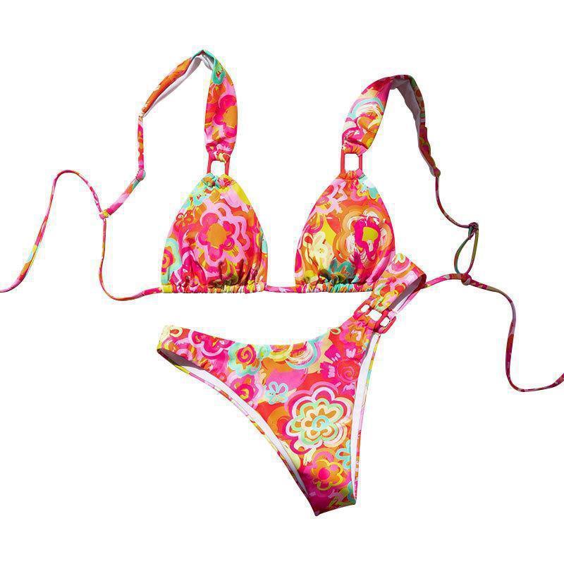 Damen Triangel-Bikini mit buntem floralem Design und verstellbaren Trägern Echo Archiv