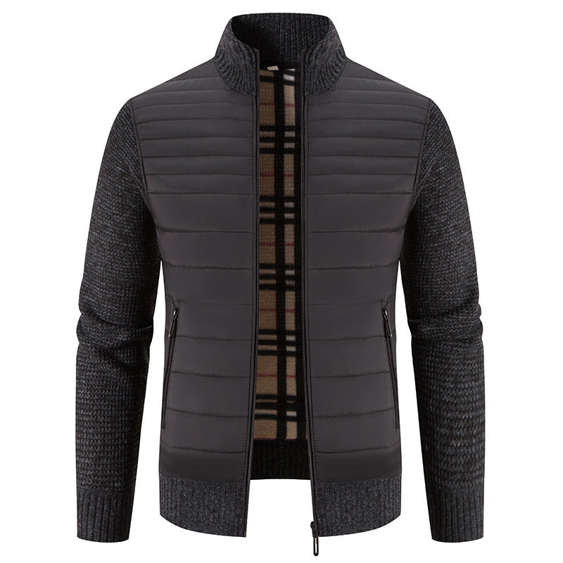 Herren gesteppte Hybridjacke mit Strickärmeln und modernem Stehkragen Echoarchiv