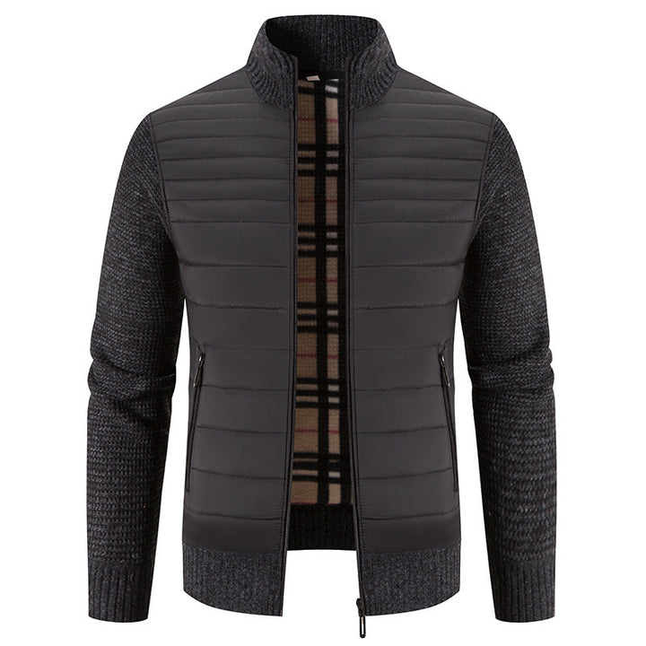 Herren gesteppte Hybridjacke mit Strickärmeln und modernem Stehkragen Echoarchiv