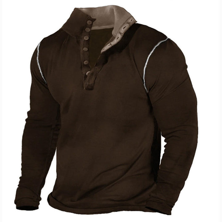 Herren modisches Langarmshirt aus weichem Baumwoll-Mix mit Knopfleiste Echoarchiv