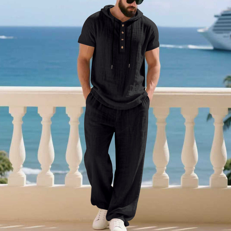 Herren lässiges Freizeit-Set mit Kapuze und elastischem Bund Echoarchiv