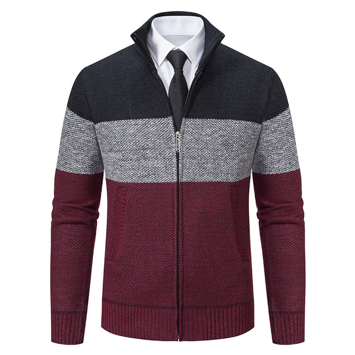Herren modische Strickjacke mit hohem Kragen und modernem Reißverschluss Echoarchiv