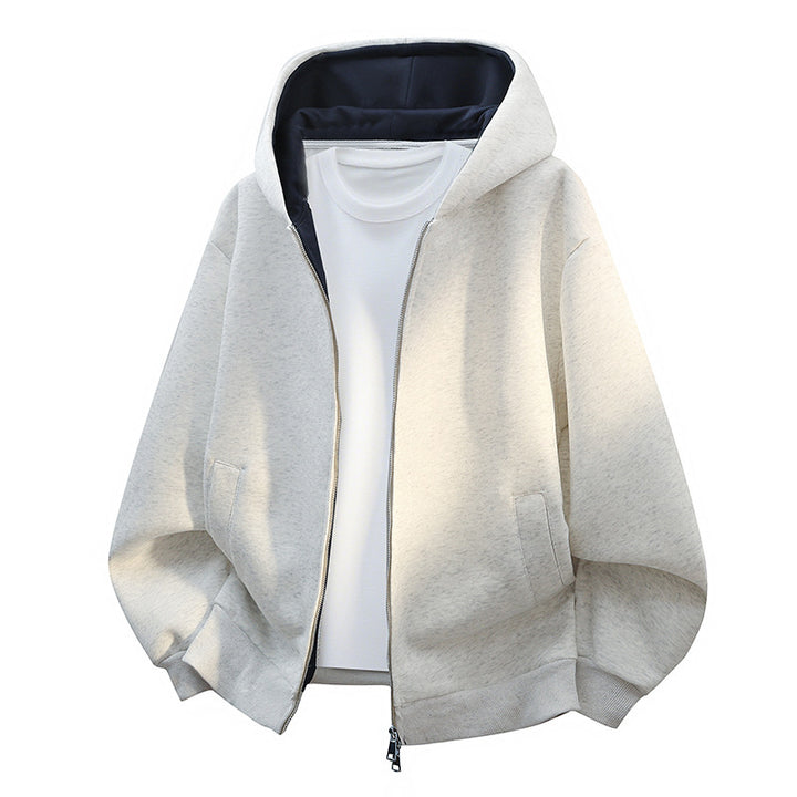 Herren Oversize-Zip-Hoodie mit kontrastgefütterter Kapuze und Kängurutaschen Echo Archiv