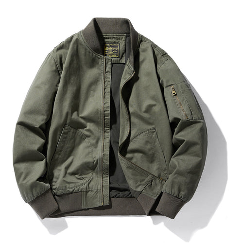 Herren  Baumwoll-Canvas Pilot Zip-Jacke mit geripptem Kragen, Bündchen, Saum und utility Ärmel Tasche Echo Archiv