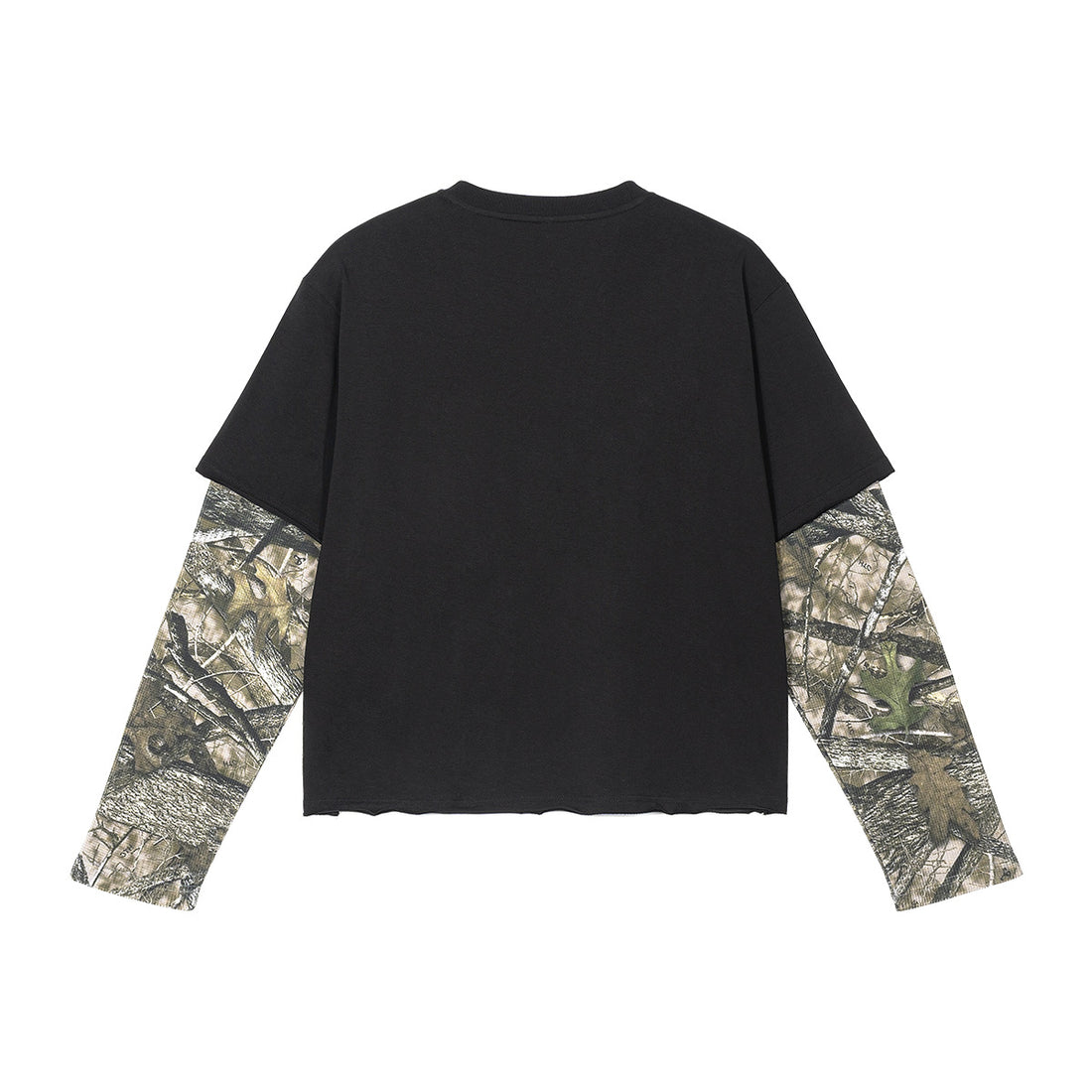 Herren Lagen-Langarm-T-Shirt mit Camouflage-Innensärmeln und Gothic-Print Echo Archiv