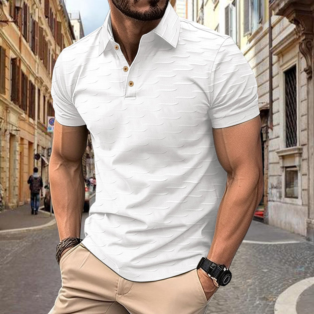 Herren Polohemd mit strukturiertem Muster und modernen Akzenten Echoarchiv