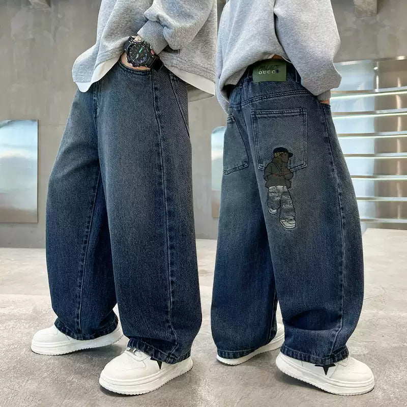 Unisex weite Denim-Hose mit einzigartigen Applikationen Echo Archiv
