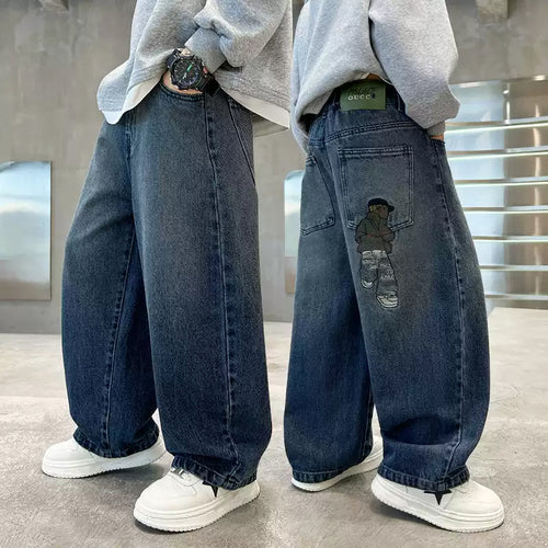 Unisex weite Denim-Hose mit einzigartigen Applikationen Echo Archiv