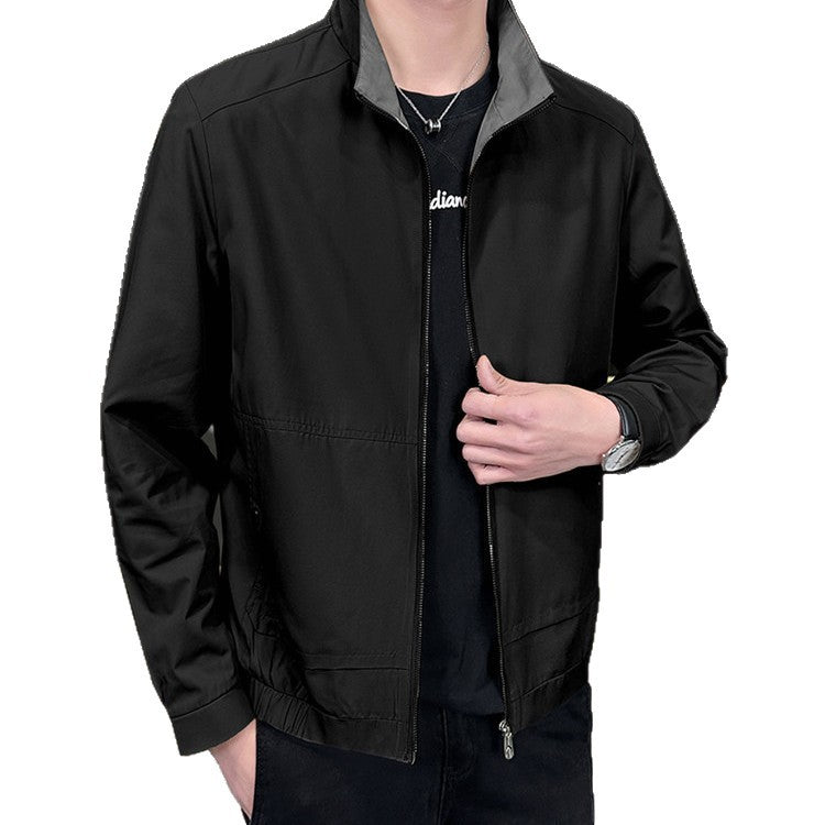 Herren Minimalistische City-Zipjacke aus Mikrofaser mit Stehkragen, verdeckten Taschen und elastischem Saum Echoarchiv