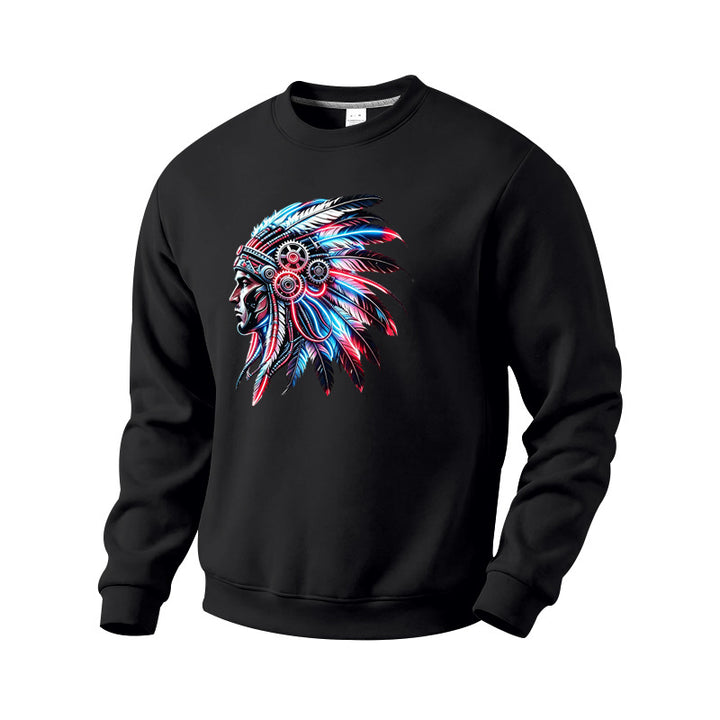 Herren Sweatshirt mit detailreichem Federschmuck-Print Echoarchiv