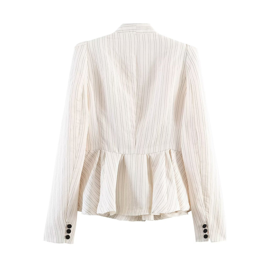 Damen Taillierter Peplum-Blazer mit tiefem V-Ausschnitt und Nadelstreifen Echo Archiv