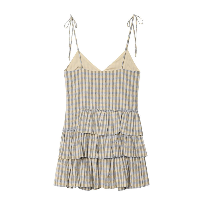 Damen Sommerkleid mit fließenden Volants und V-Ausschnitt Echo Archiv