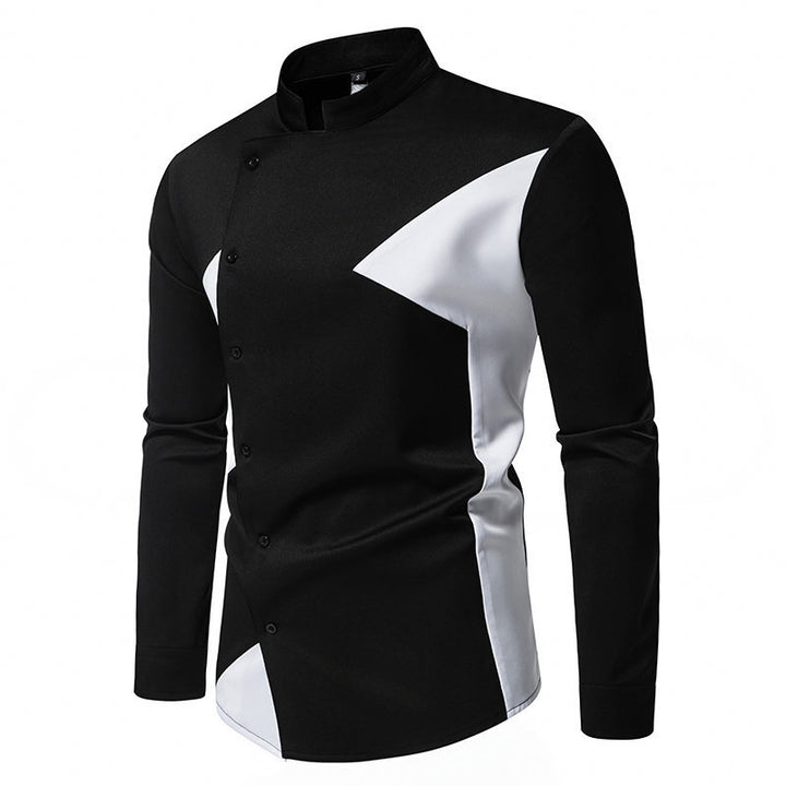 Herren Designer Hemd mit asymmetrischem Farbblock Echoarchiv
