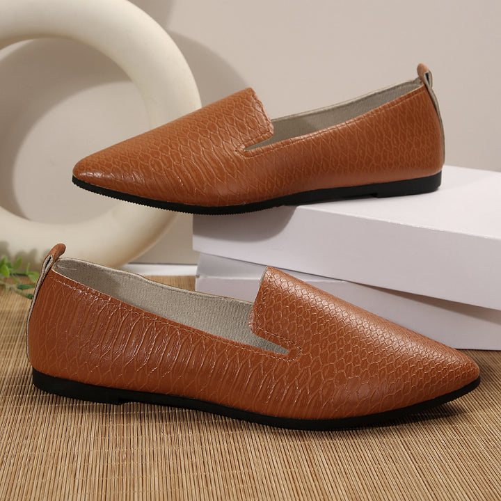 Damen nan flexible Keil‑Loafer mit Krokoprägung und spitzer Zehenpartie Echo Archiv