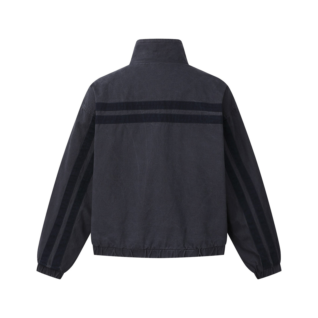 Unisex Kurz geschnittene Boxy-Blousonjacke mit Stehkragen und horizontalen Brustpaspeln Echoarchiv