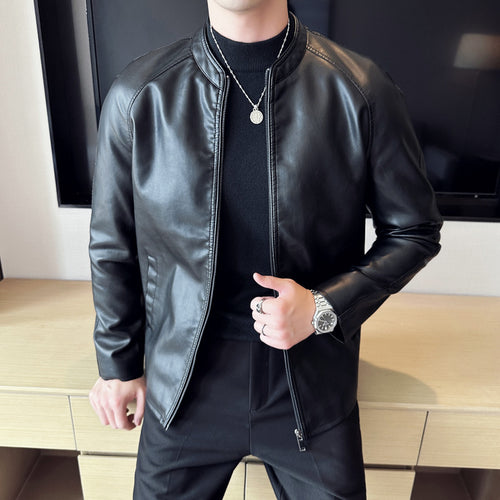 Herren modische Kunstlederjacke mit minimalistischem Schnitt und funktionalen Taschen Echoarchiv