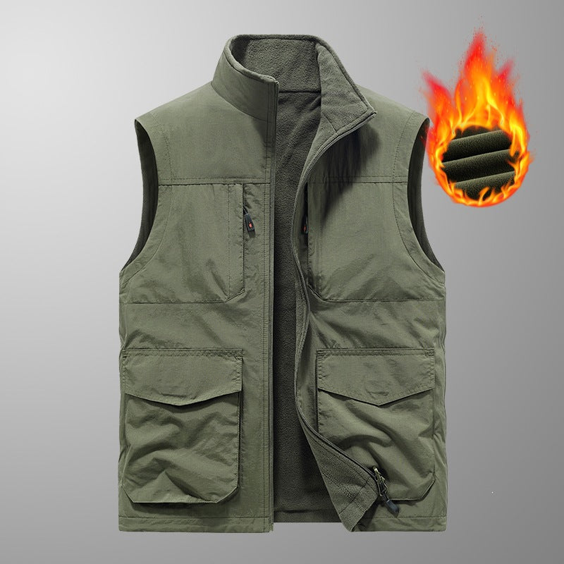 Herren Utility‑Weste mit Multi‑Taschen, Stehkragen & atmungsaktivem Mesh‑Futter Echoarchiv