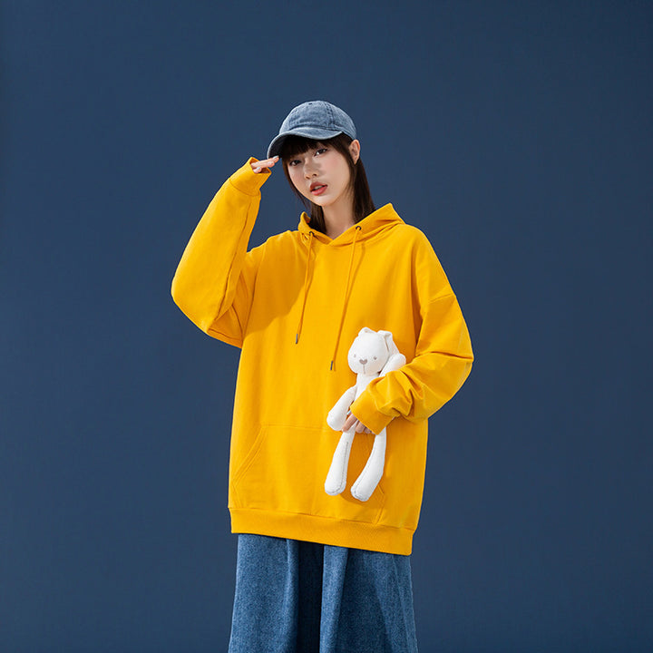 Damen Oversize-Kapuzenpullover mit Kängurutasche, tiefem Schulterfall und verstellbarer Kordel Echoarchiv