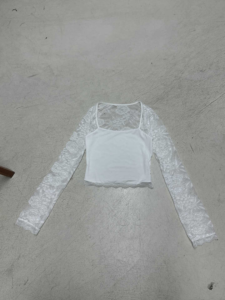 Damen elegantes Spitzenoberteil mit langen Ärmeln Echo Archiv