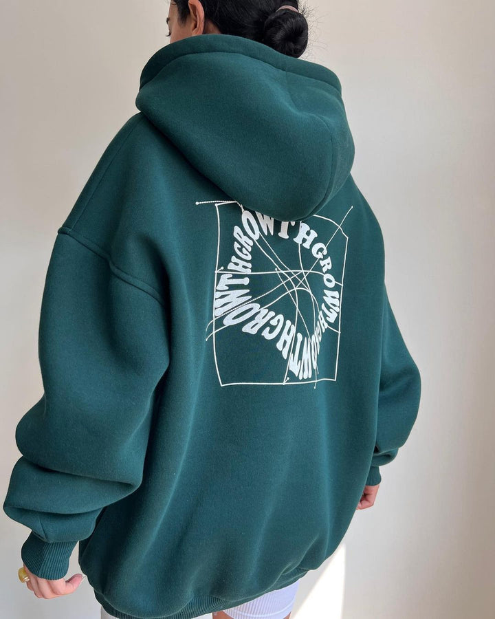 Damen Oversize Kapuzenpullover mit Grafikprint auf dem Rücken Echoarchiv