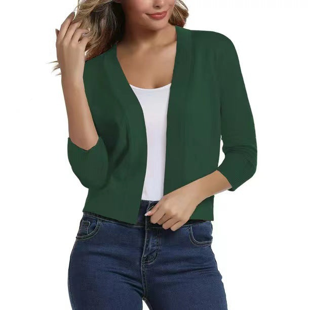 Damen nan offener Kurzcardigan mit dreiviertelärmeln und elastischem Saum Echo Archiv