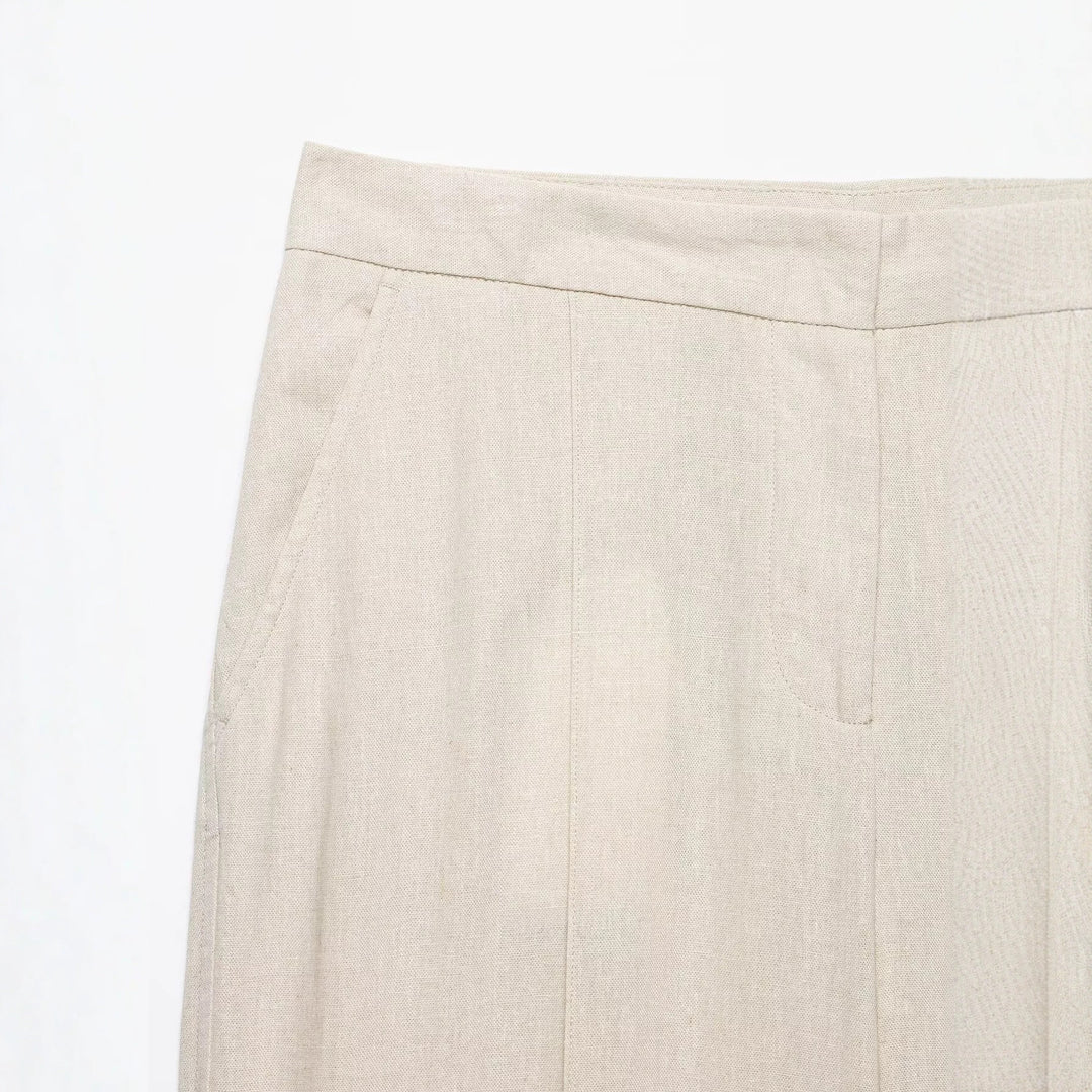 Damen Leichtweite Leinenoptik-Hose mit Bügelfalte und hoher Taille Echo Archiv