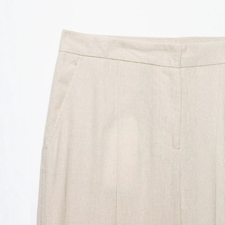 Damen Leichtweite Leinenoptik-Hose mit Bügelfalte und hoher Taille Echo Archiv