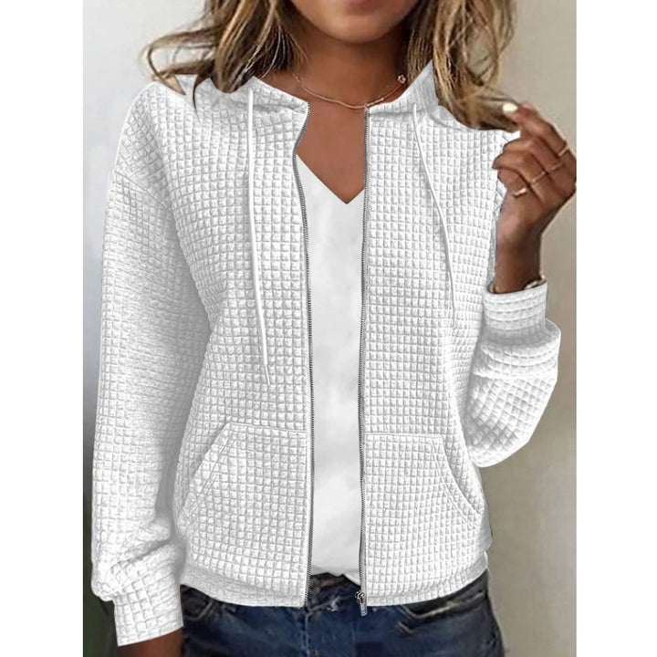 Damen Kapuzenjacke mit Waffelstruktur, Reißverschluss und Eingrifftaschen Echoarchiv