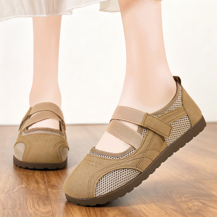 Damen nan atmungsaktive Mary-Jane-Walking-Halbschuh mit Klettverschluss und verstärkter Profilsohle Echo Archiv