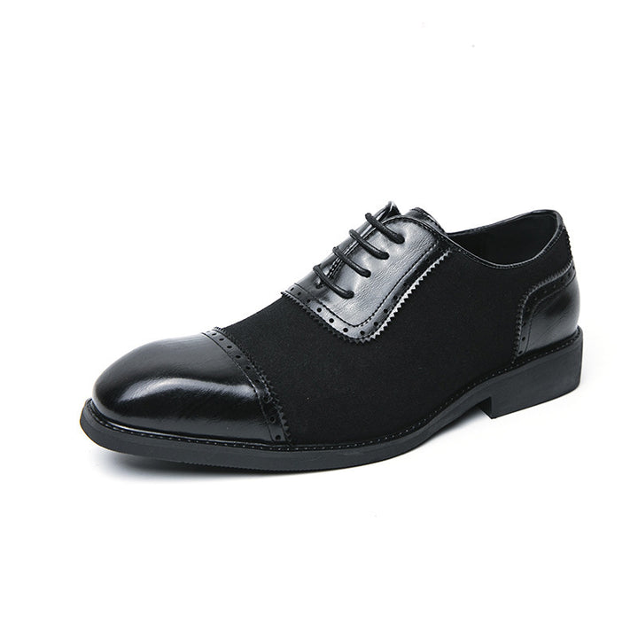 Herren elegante Oxford-Halbschuhe mit Kapzehen-Design, Leder-Textilmix und gepolstertem Komfortfußbett Echo Archiv