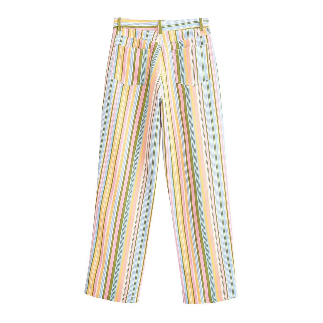Damen Gestreifte Highwaist-Hose mit weitem Bein und Five-Pocket-Schnitt Echoarchiv