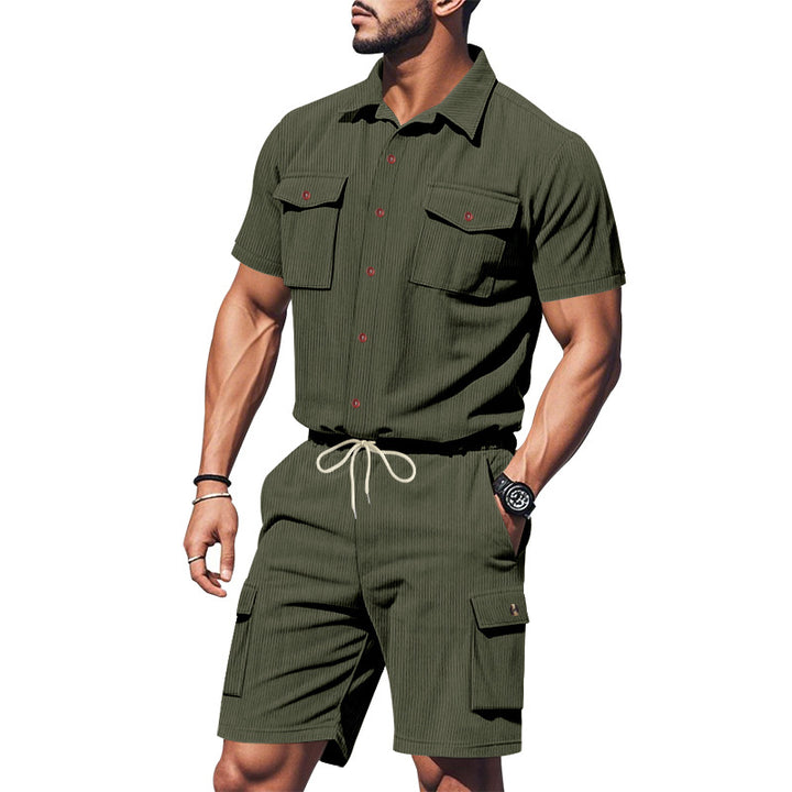 Herren Freizeitanzug mit strukturiertem Design und praktischen Taschen Echoarchiv