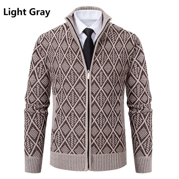 Herren modische Strickjacke mit grafischem Zipper-Design Echoarchiv