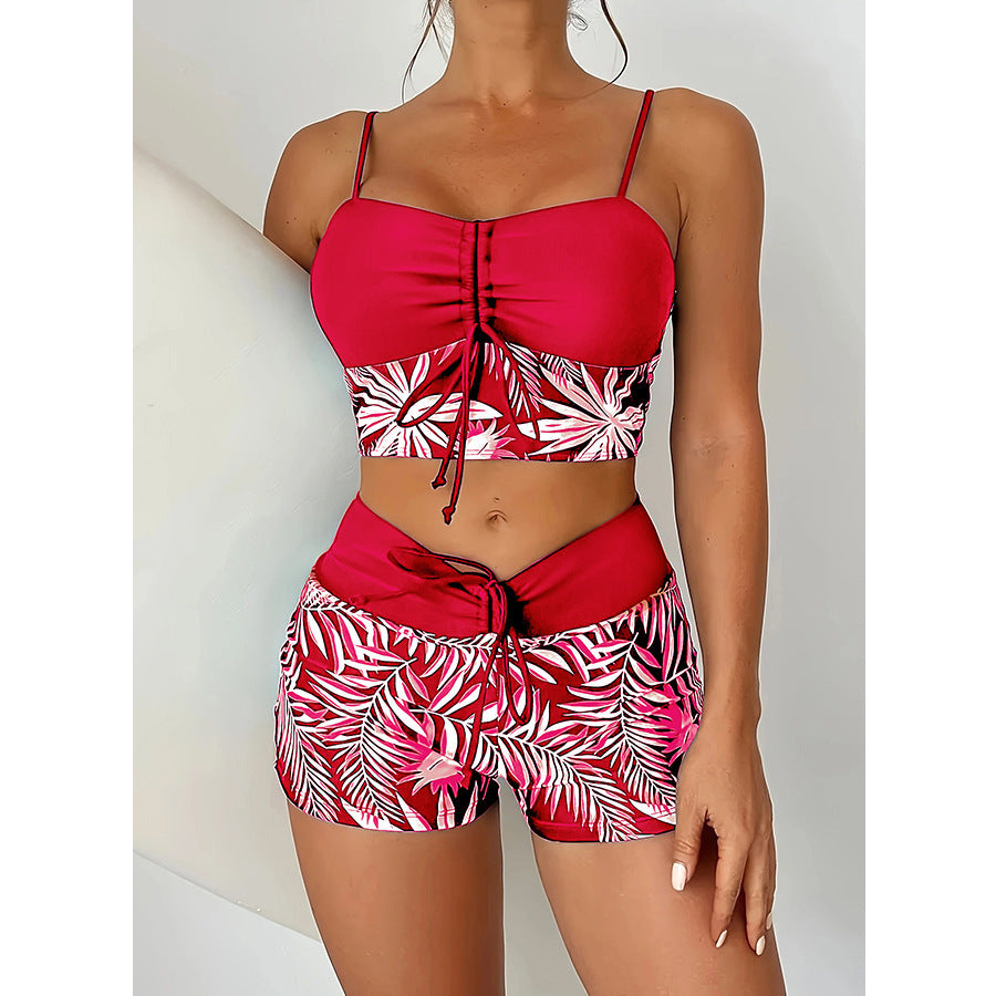 Damen Crop-Top Bikini mit floralem Design und bequemen Shorts Echo Archiv