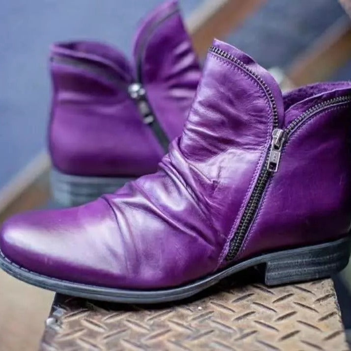 Damen Slouch‑Ankleboots mit dekorativem Reißverschluss und niedrigem Blockabsatz Echo Archiv