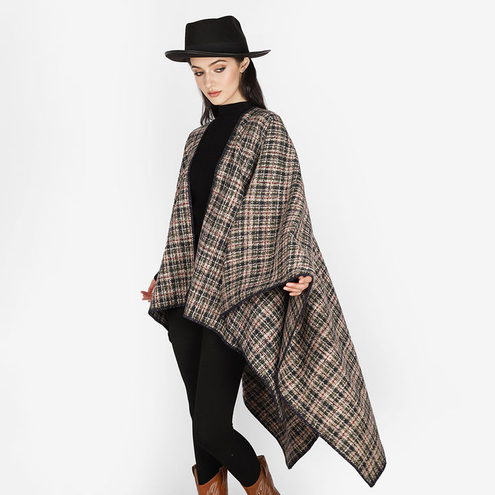 Damen Tweed-Cape mit V-Ausschnitt und Bouclé‑Struktur Echo Archiv